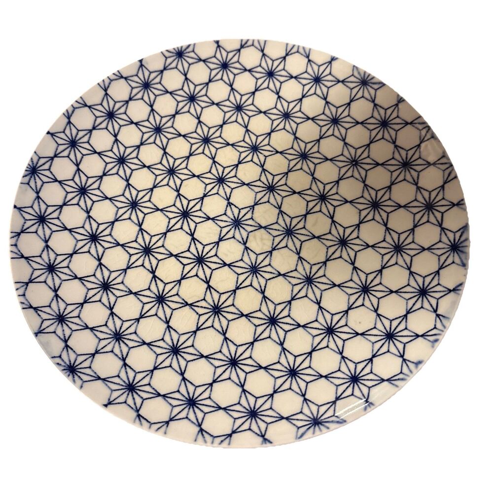 Baum Brothers Geometric Honeycomb Modern Pattern Blue White Salad Plate 8.25”